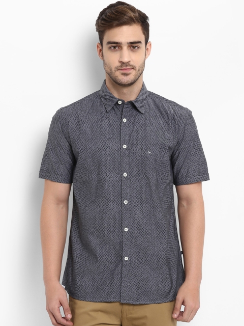 

Parx Men Grey & Black Slim Fit Printed Casual Shirt