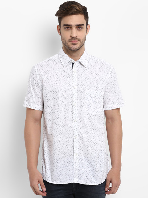 

Parx Men White & Navy Blue Slim Fit Printed Casual Shirt
