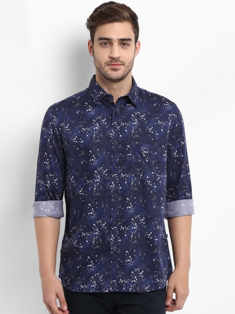 

Parx Men Navy Blue & White Slim Fit Printed Casual Shirt