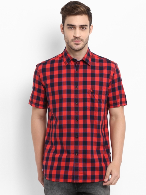

Parx Men Red & Black Slim Fit Checked Casual Shirt