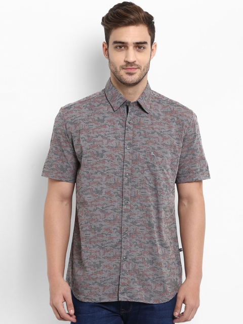 

Parx Men Grey & Maroon Slim Fit Printed Casual Shirt