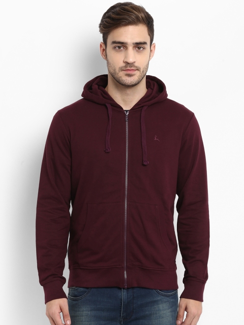 

Parx Men Maroon Solid Hooded Pullover