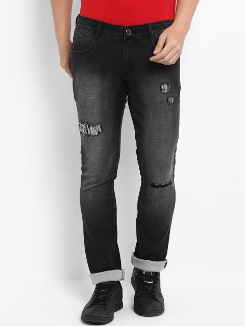 

Parx Men Black Slim Fit Mid-Rise Low Distress Jeans