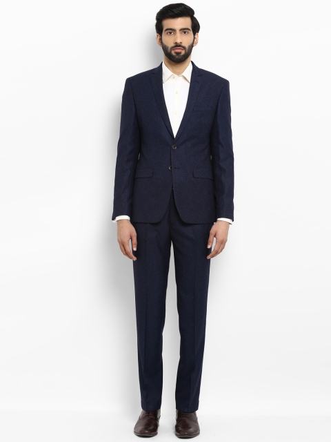 

Park Avenue Men Blue Solid Suit Set