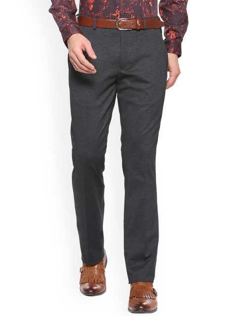 

V Dot Men Grey Skinny Fit Self Design Formal Trousers