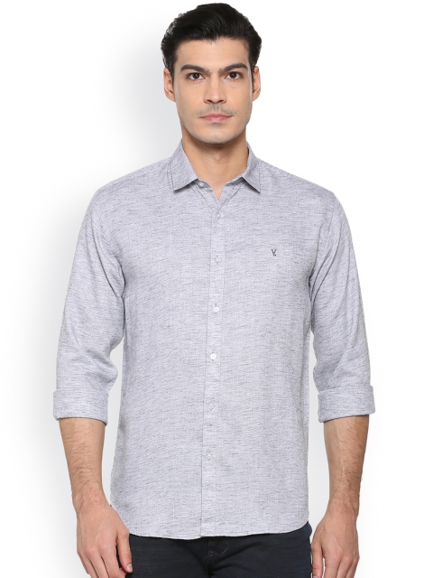

V Dot Men Grey Slim Fit Self Design Casual Shirt