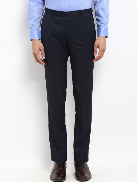 

Raymond Men Blue Slim Fit Solid Formal Trousers