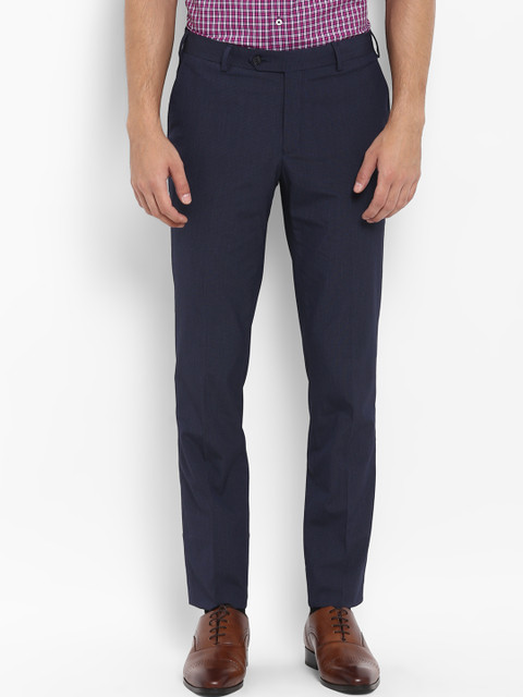 

Raymond Men Blue Slim Fit Solid Formal Trousers