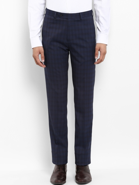 

Raymond Men Blue Regular Fit Checked Formal Trousers