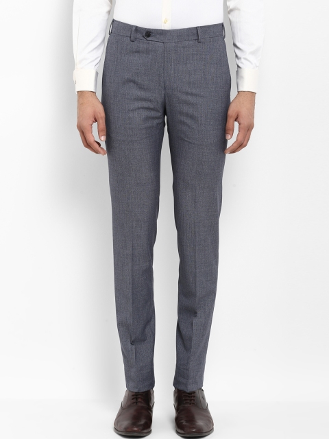 

Raymond Men Blue Slim Fit Self Design Formal Trousers