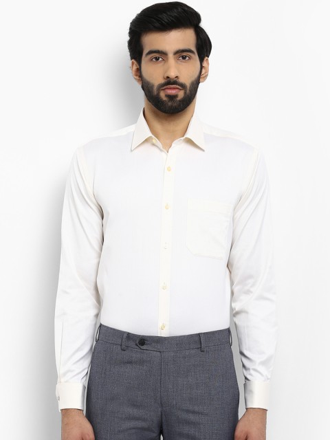 

Raymond Men Off-White Regular Fit Self Design Formal Shirt