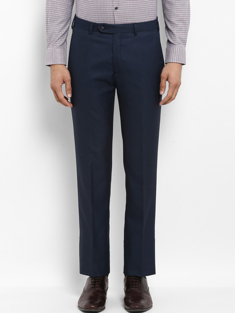 

Raymond Men Blue Regular Fit Solid Formal Trousers
