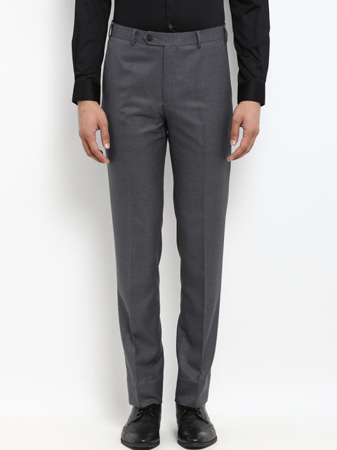 

Raymond Men Grey Regular Fit Self Design Formal Trousers