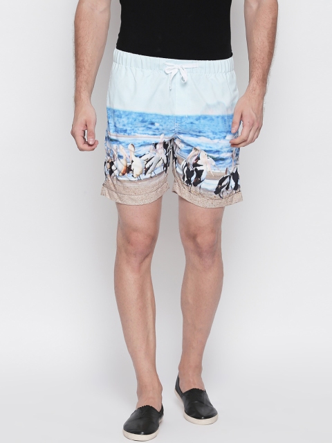 

beevee Men White Printed Regular Fit Regular Shorts