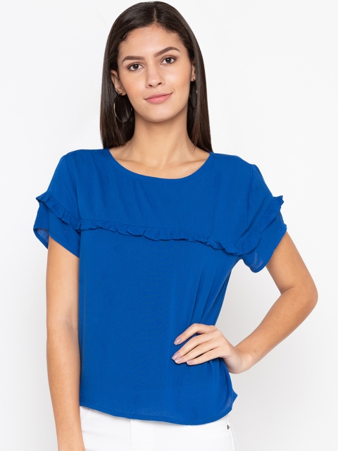 

Globus Women Blue Solid A-Line Top