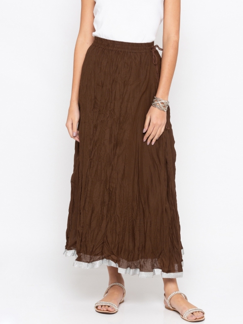 

Globus Women Brown Solid Flared Midi Skirt