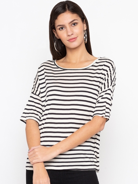 

Globus Women Black Striped A-Line Top