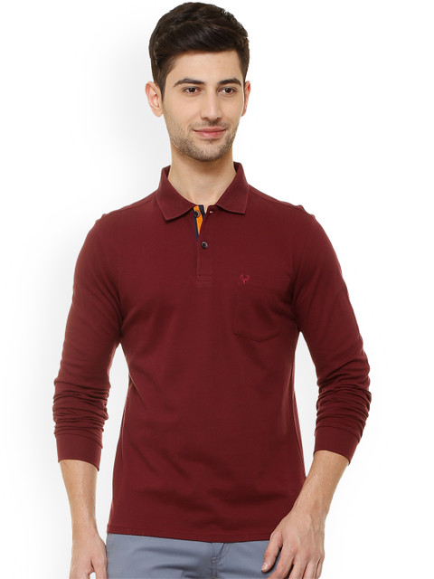 

Allen Solly Men Maroon Solid Polo Collar T-shirt