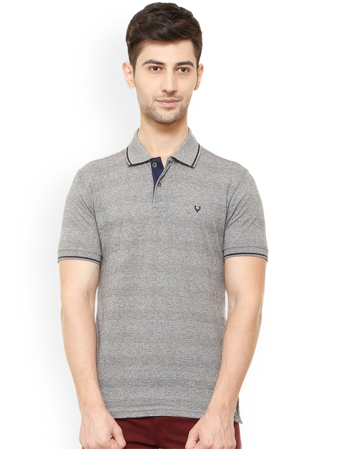 

Allen Solly Men Grey Melange Self Design Polo Collar T-shirt