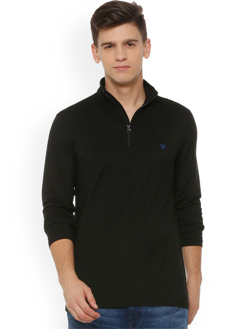 

Allen Solly Men Black Solid High Neck T-shirt