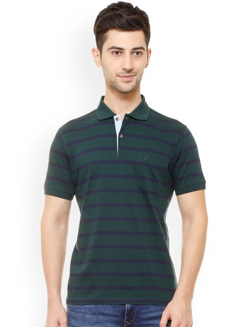 

Allen Solly Men Green Striped Polo Collar T-shirt