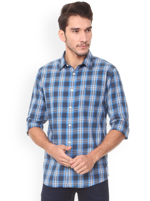 

Allen Solly Men Blue & White Slim Fit Checked Casual Shirt