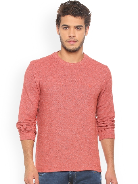 

Allen Solly Men Coral Red Solid Round Neck T-shirt