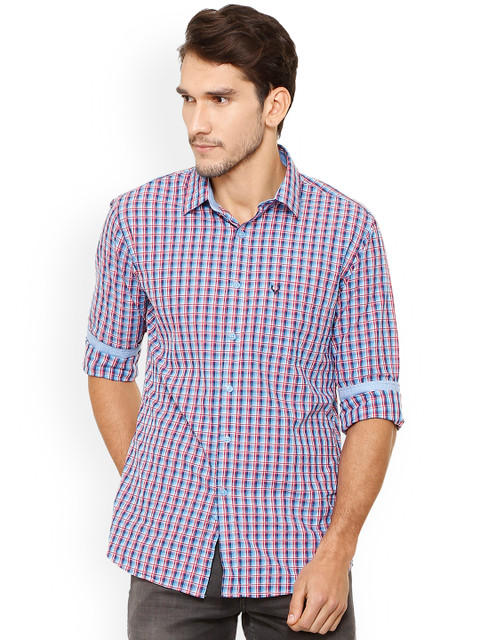 

Allen Solly Men Blue & Red Checked Casual Shirt