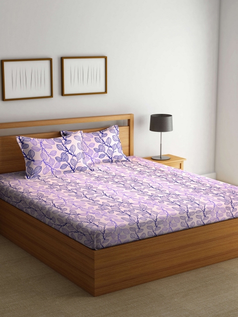

BOMBAY DYEING Purple Abstract Flat 144 TC Cotton King Bedsheet with 2 Pillow Covers