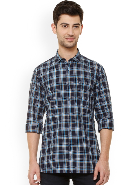 

Solly Jeans Co. Men Blue Regular Fit Checked Casual Shirt