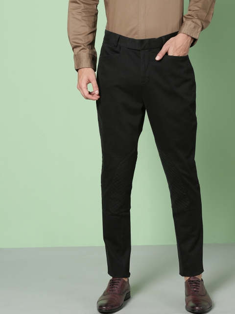 

House of Pataudi Men Black Regular Fit Solid Regular Trousers