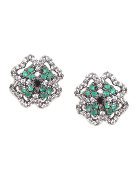 

Voylla Black & Green Floral Studs