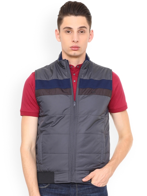 

Peter England Men Grey Striped Reversible Bomber