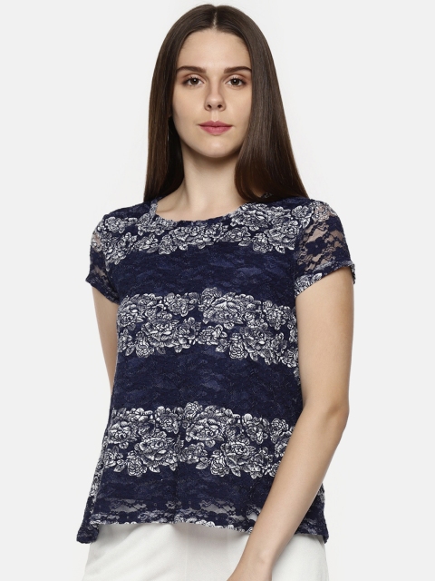 

Honey by Pantaloons Women Navy Blue Printed Top