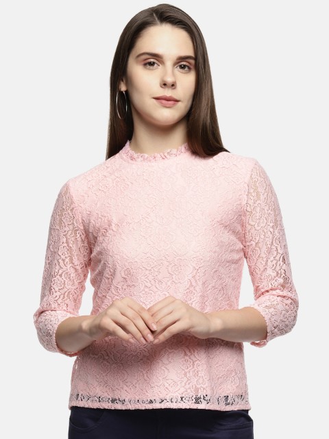 

Honey by Pantaloons Women Pink Self Design Top