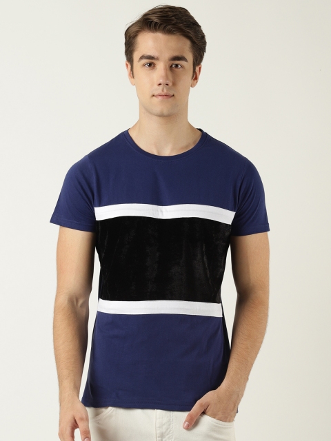 

Blue Saint Men Blue Colourblocked Round Neck T-shirt