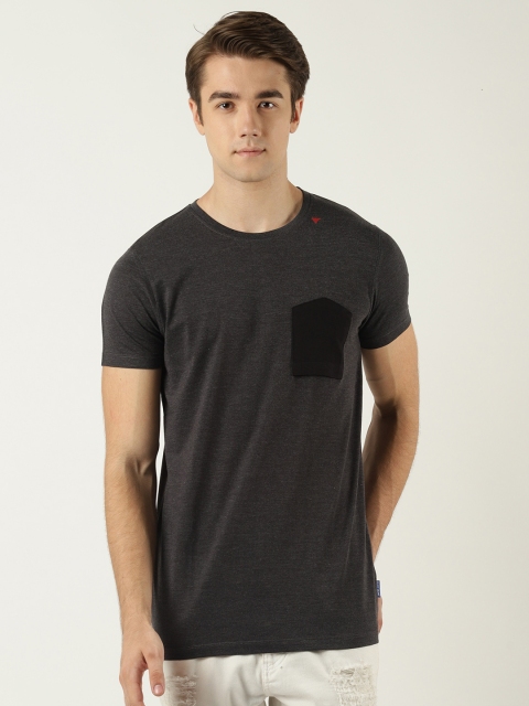 

Blue Saint Men Charcoal Solid Round Neck T-shirt