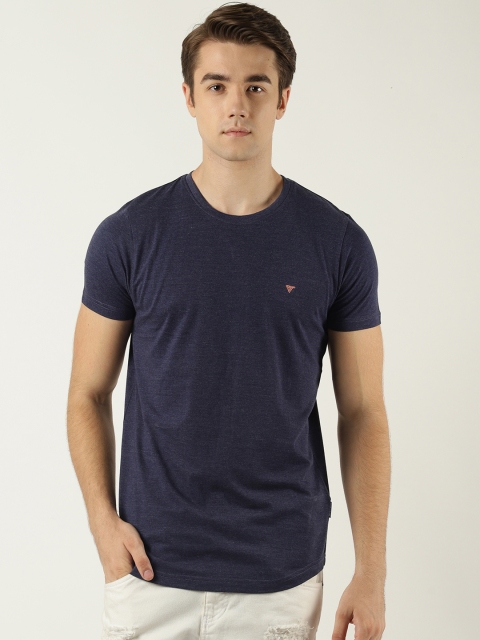 

Blue Saint Men Navy Blue Solid Round Neck T-shirt