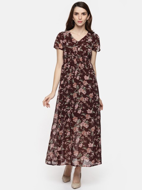 

Honey by Pantaloons Women Brown Printed Maxi Dress
