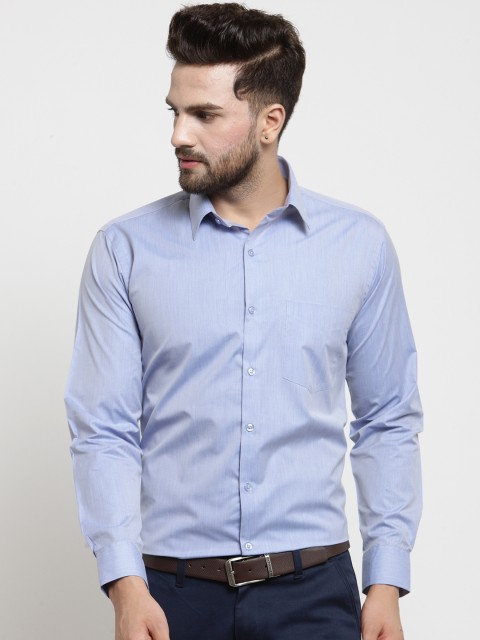 

Hancock Men Blue Slim Fit Solid Formal Shirt