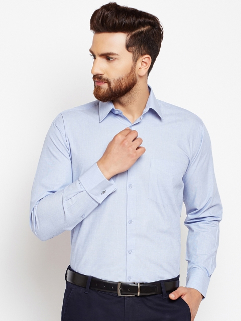 

Hancock Men Blue Regular Fit Solid Formal Shirt
