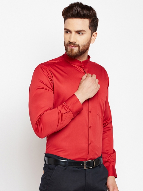

Hancock Men Red Slim Fit Solid Formal Shirt