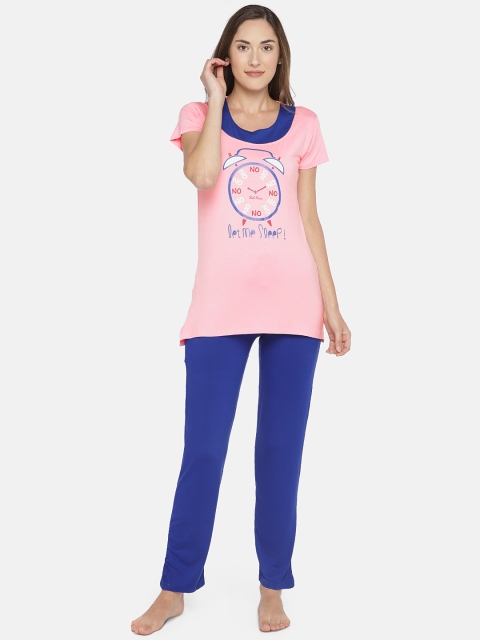 

Red Rose Women Pink & Blue Printed Night suit 8048-Pink