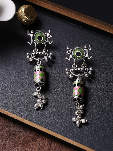 

Studio Voylla Silver-Plated Contemporary Drop Earrings