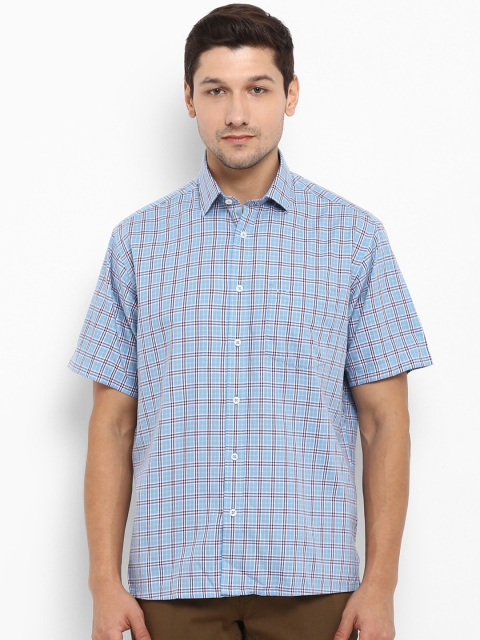 

ColorPlus Men Blue & Purple Regular Fit Checked Casual Shirt
