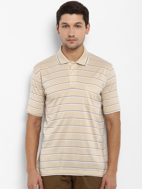 

ColorPlus Men Beige Striped Polo Collar T-shirt