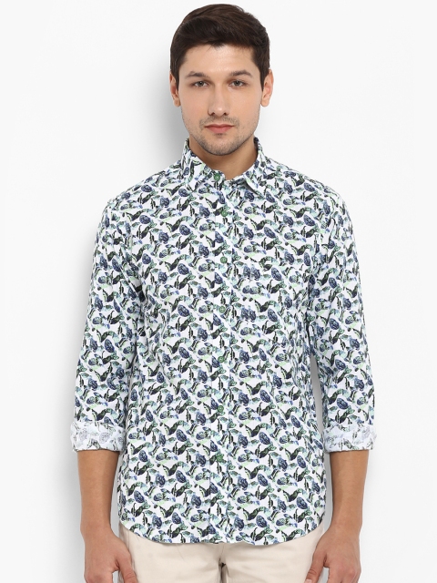 

ColorPlus Men Green & White Slim Fit Printed Casual Shirt