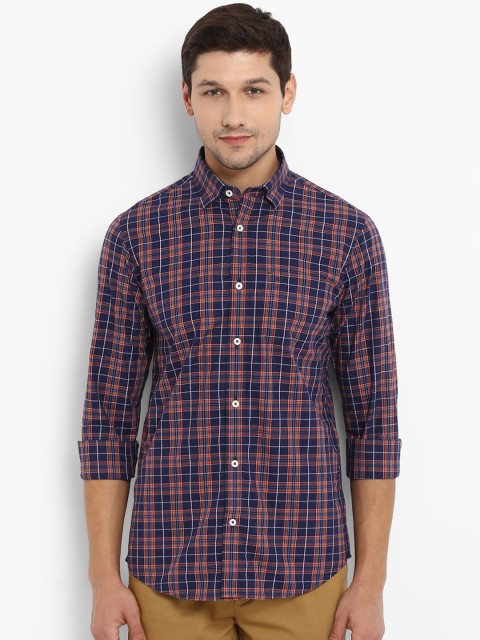 

ColorPlus Men Navy Blue & Purple Regular Fit Checked Casual Shirt