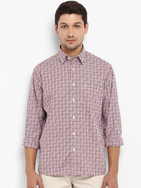 

ColorPlus Men Orange & White Regular Fit Checked Casual Shirt