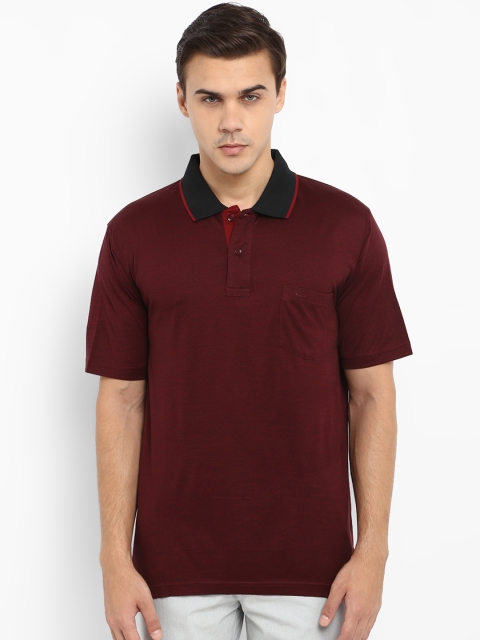 

ColorPlus Men Maroon Solid Polo Collar Pure Cotton T-shirt